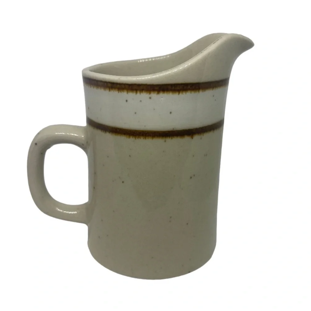 Sango Rainbow Capri Stoneware‎ Restaurant Ware White Brown China Creamer
